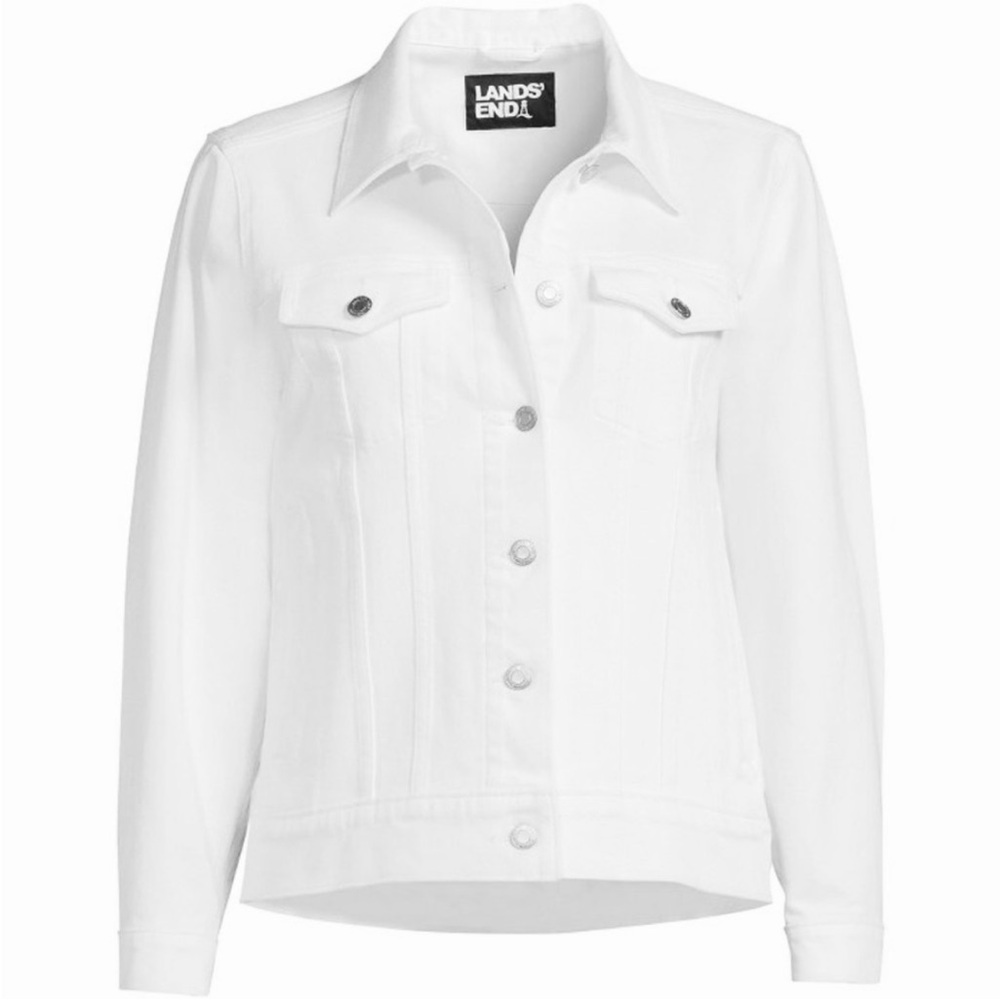 NWT Lands End Womens White Denim Jacket large